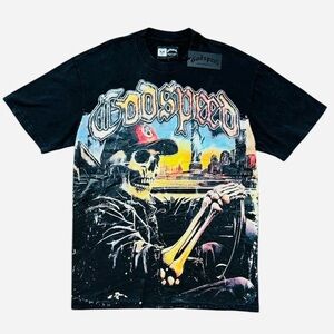 Godspeed Sightseeing Skeleton Graphic Tee Black Red Size L NWT